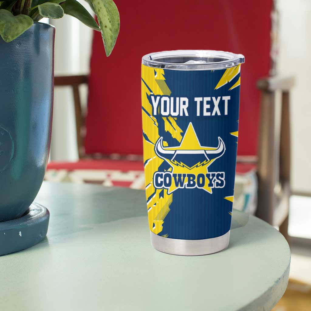 Personalized North Queensland Cowboys Tumbler Cup Dynamic Lightning Mascot Rugby Australia