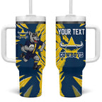 Personalized North Queensland Cowboys Tumbler With Handle Dynamic Lightning Mascot Rugby Australia