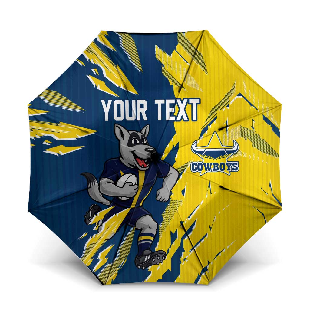 Personalized North Queensland Cowboys Umbrella Dynamic Lightning Mascot Rugby Australia