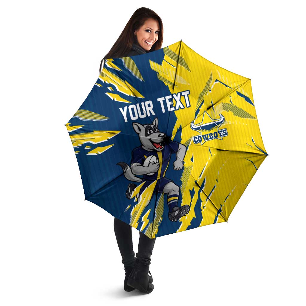 Personalized North Queensland Cowboys Umbrella Dynamic Lightning Mascot Rugby Australia