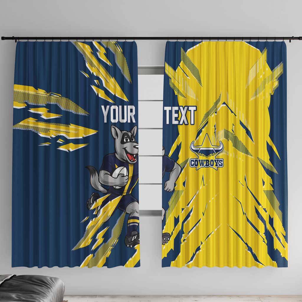 Personalized North Queensland Cowboys Window Curtain Dynamic Lightning Mascot Rugby Australia
