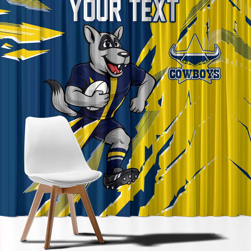 Personalized North Queensland Cowboys Window Curtain Dynamic Lightning Mascot Rugby Australia