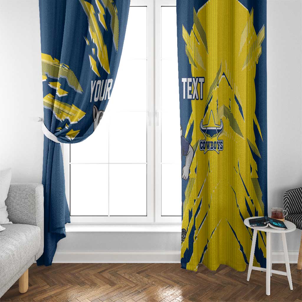Personalized North Queensland Cowboys Window Curtain Dynamic Lightning Mascot Rugby Australia