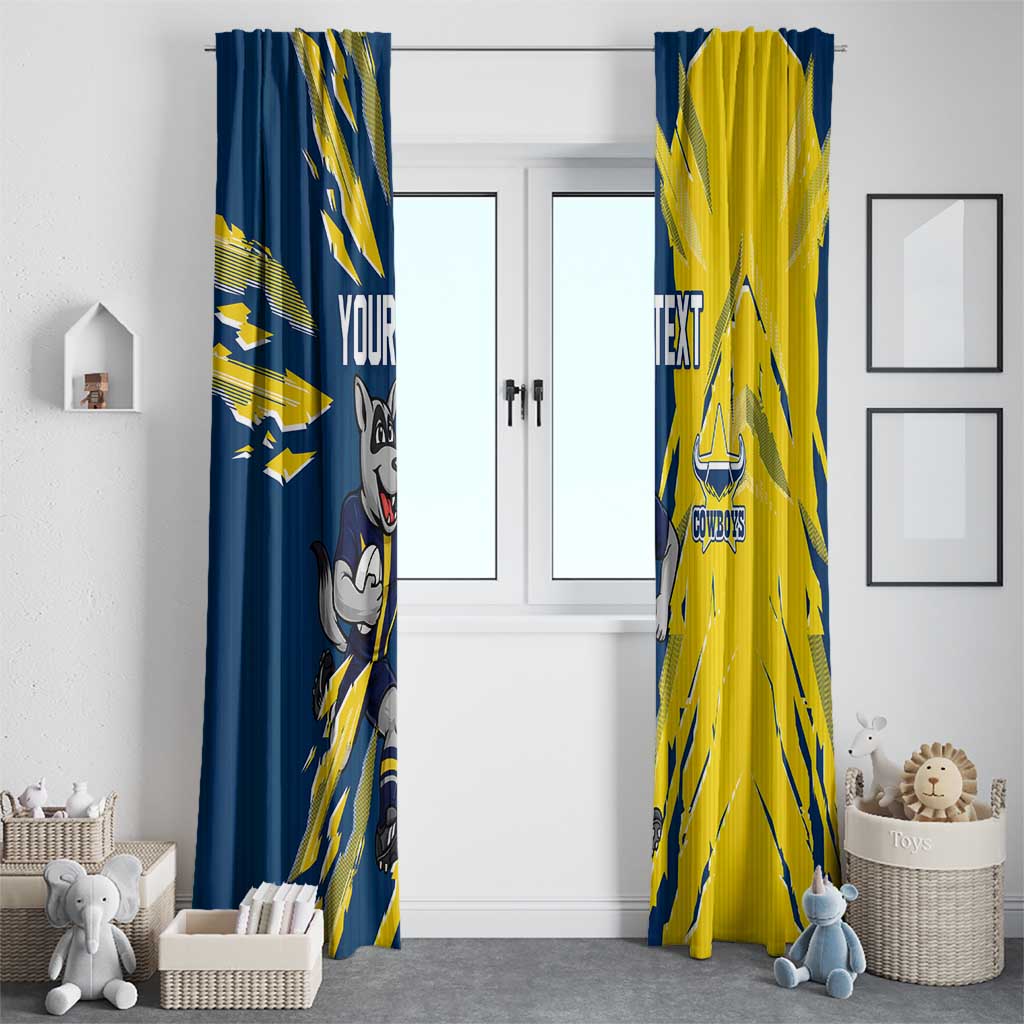 Personalized North Queensland Cowboys Window Curtain Dynamic Lightning Mascot Rugby Australia