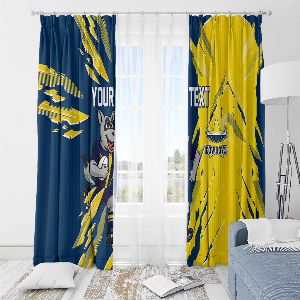 Personalized North Queensland Cowboys Window Curtain Dynamic Lightning Mascot Rugby Australia