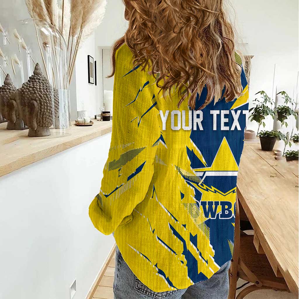 Personalized North Queensland Cowboys Women Casual Shirt Dynamic Lightning Mascot Rugby Australia