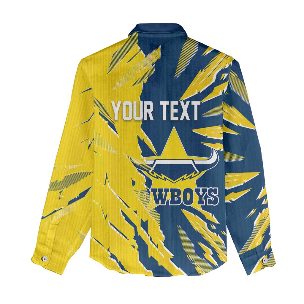 Personalized North Queensland Cowboys Women Casual Shirt Dynamic Lightning Mascot Rugby Australia