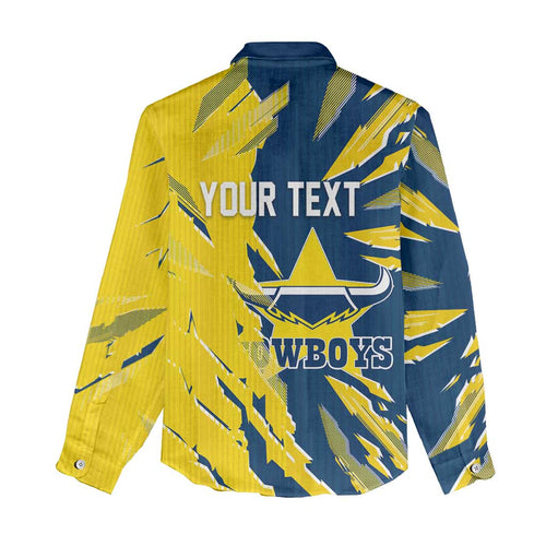 Personalized North Queensland Cowboys Women Casual Shirt Dynamic Lightning Mascot Rugby Australia