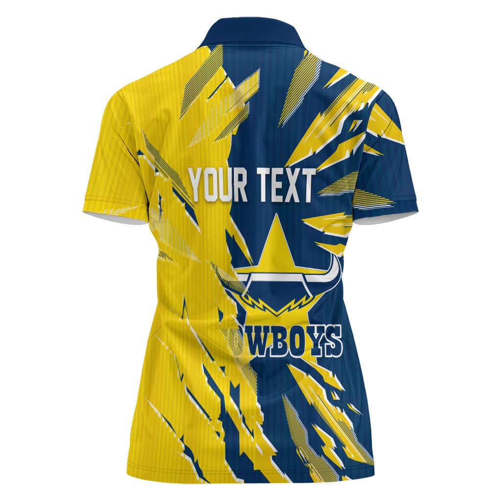 Personalized North Queensland Cowboys Women Polo Shirt Dynamic Lightning Mascot Rugby Australia