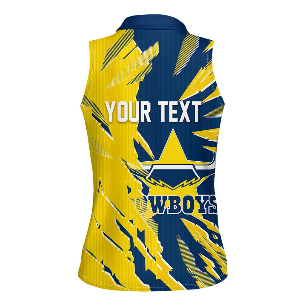 Personalized North Queensland Cowboys Women Sleeveless Polo Shirt Dynamic Lightning Mascot Rugby Australia