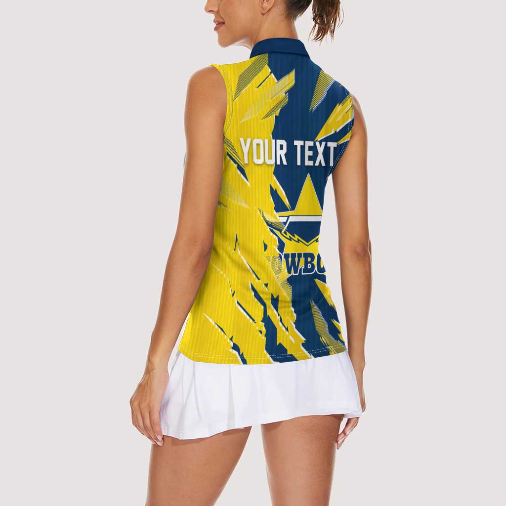 Personalized North Queensland Cowboys Women Sleeveless Polo Shirt Dynamic Lightning Mascot Rugby Australia