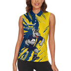 Personalized North Queensland Cowboys Women Sleeveless Polo Shirt Dynamic Lightning Mascot Rugby Australia