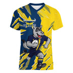 Personalized North Queensland Cowboys Women V-Neck T-Shirt Dynamic Lightning Mascot Rugby Australia