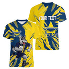 Personalized North Queensland Cowboys Women V-Neck T-Shirt Dynamic Lightning Mascot Rugby Australia