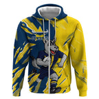 Personalized North Queensland Cowboys Zip Hoodie Dynamic Lightning Mascot Rugby Australia