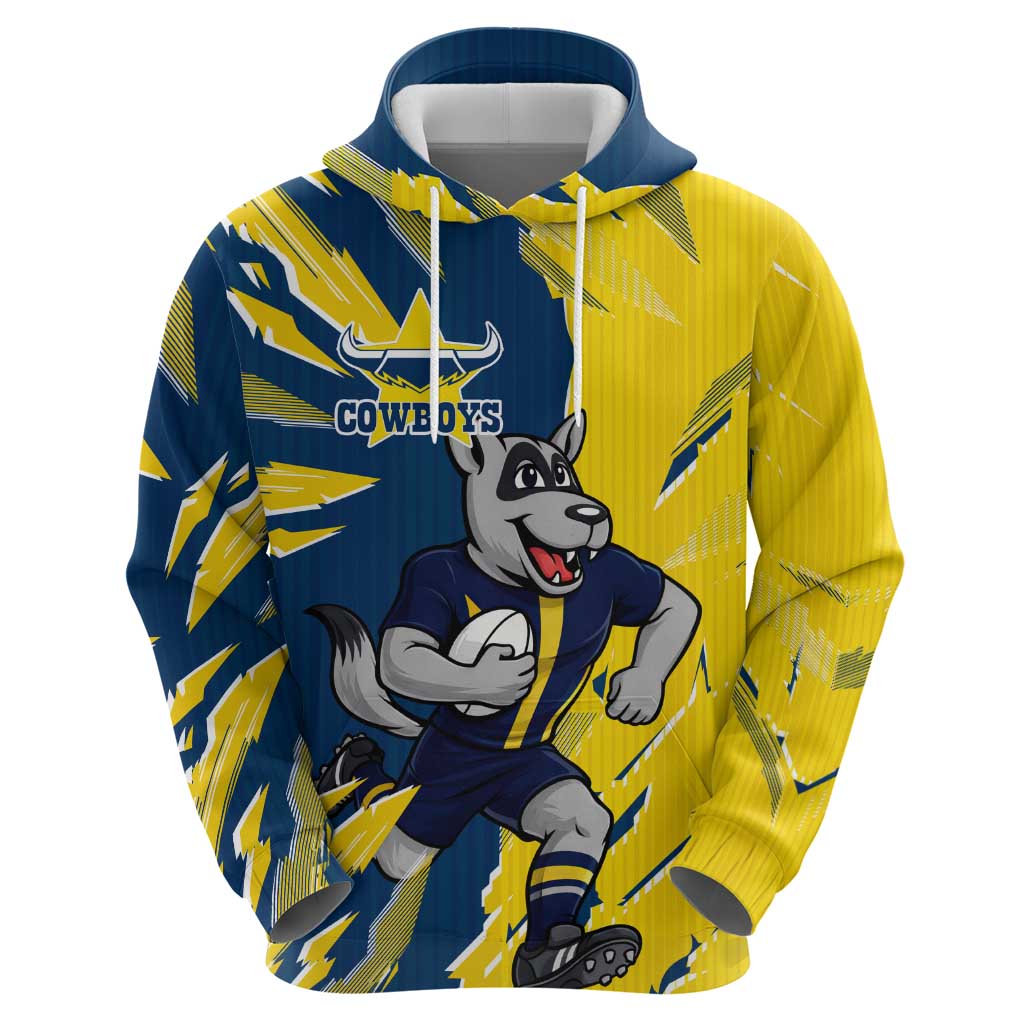 Personalized North Queensland Cowboys Zip Hoodie Dynamic Lightning Mascot Rugby Australia