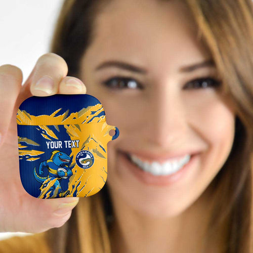 Personalized Parramatta Eels AirPods Case Dynamic Lightning Mascot Rugby Australia