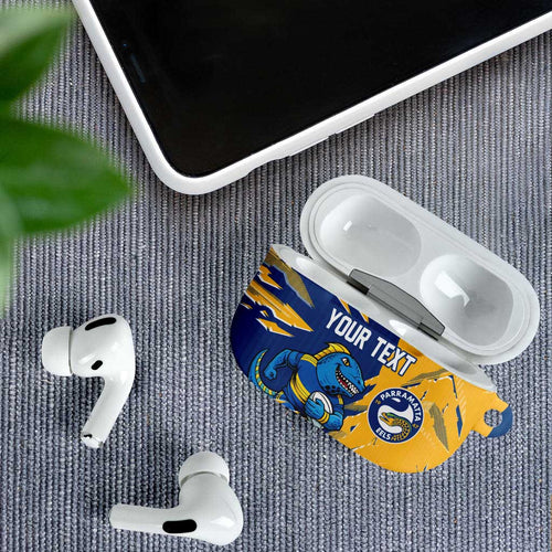 Personalized Parramatta Eels AirPods Case Dynamic Lightning Mascot Rugby Australia