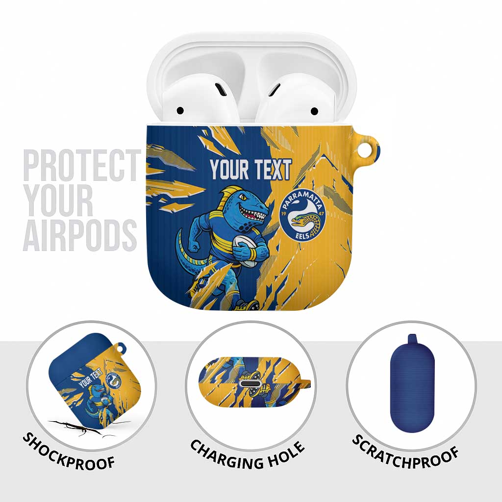 Personalized Parramatta Eels AirPods Case Dynamic Lightning Mascot Rugby Australia