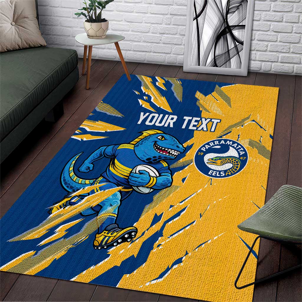 Personalized Parramatta Eels Area Rug Dynamic Lightning Mascot Rugby Australia
