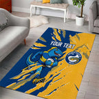 Personalized Parramatta Eels Area Rug Dynamic Lightning Mascot Rugby Australia