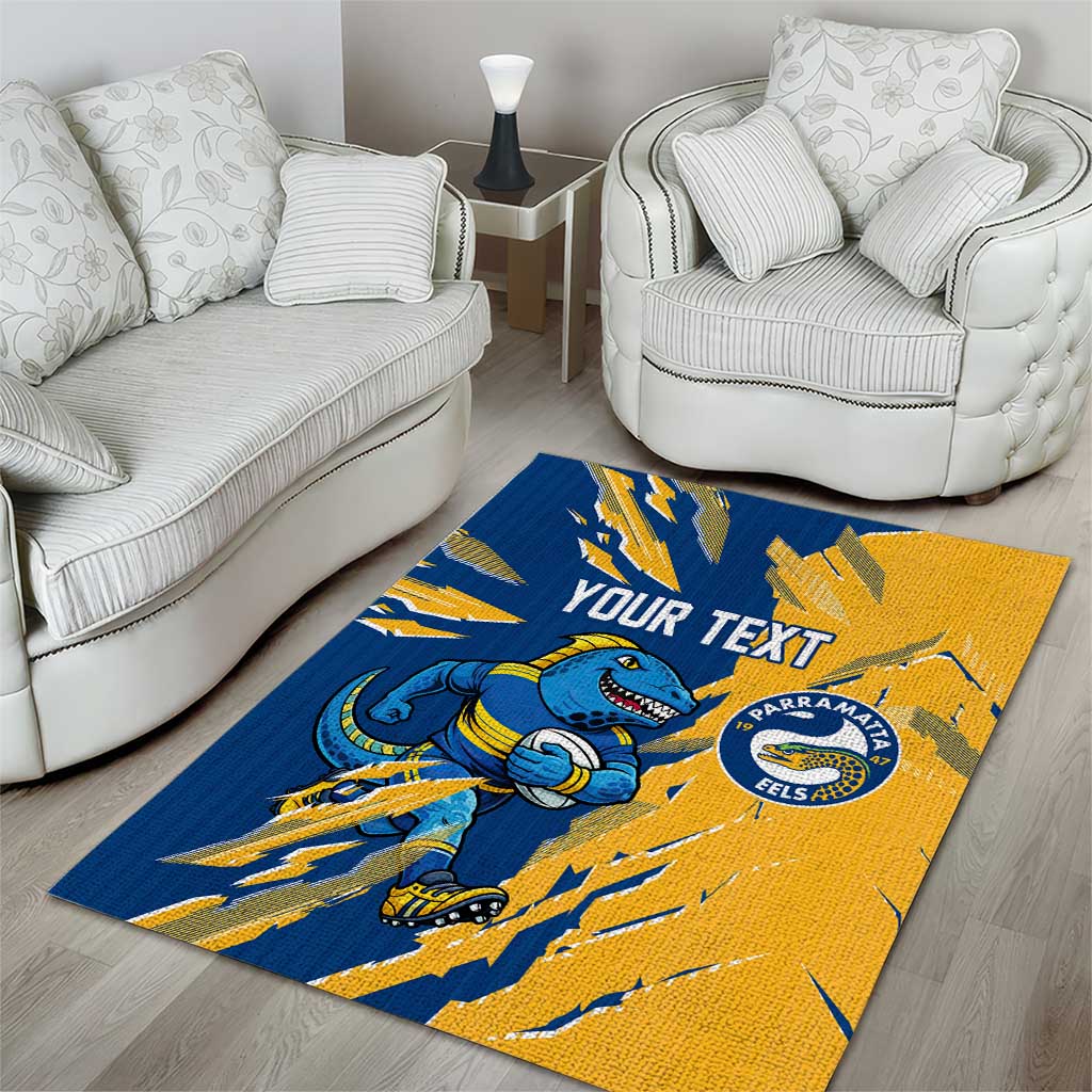 Personalized Parramatta Eels Area Rug Dynamic Lightning Mascot Rugby Australia
