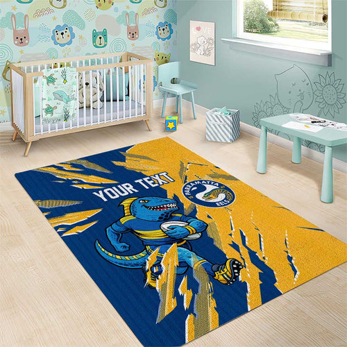 Personalized Parramatta Eels Area Rug Dynamic Lightning Mascot Rugby Australia