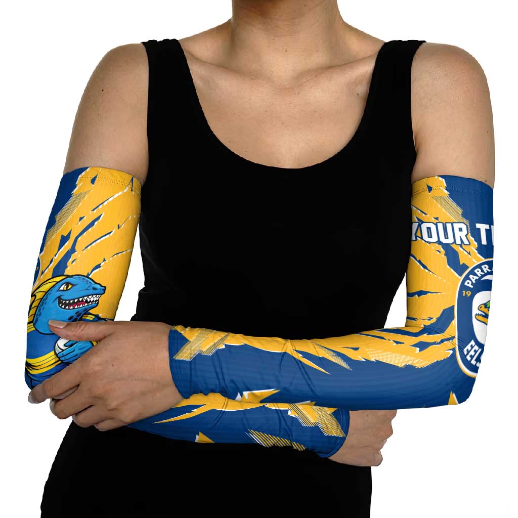 Personalized Parramatta Eels Arm Sleeves Dynamic Lightning Mascot Rugby Australia