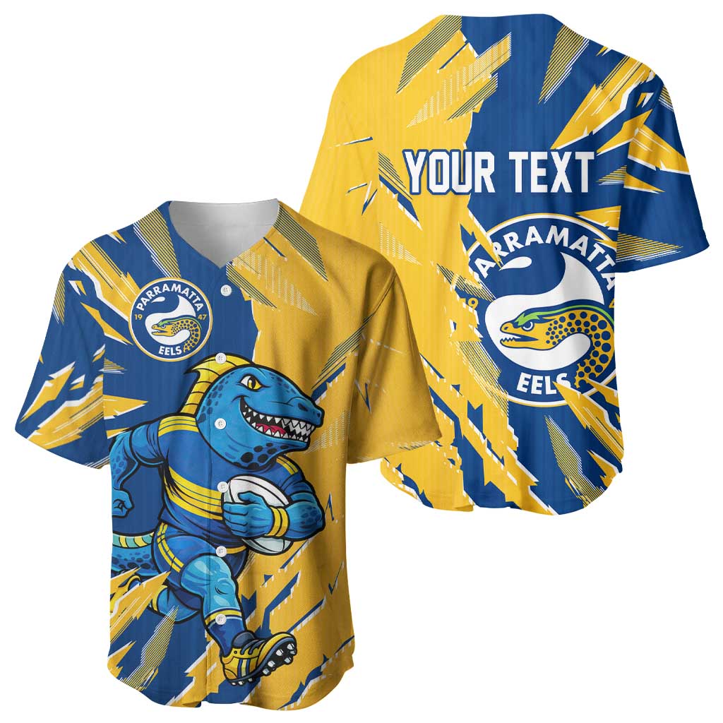 Personalized Parramatta Eels Baseball Jersey Dynamic Lightning Mascot Rugby Australia