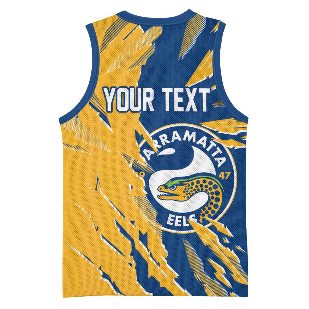 Personalized Parramatta Eels Basketball Jersey Dynamic Lightning Mascot Rugby Australia