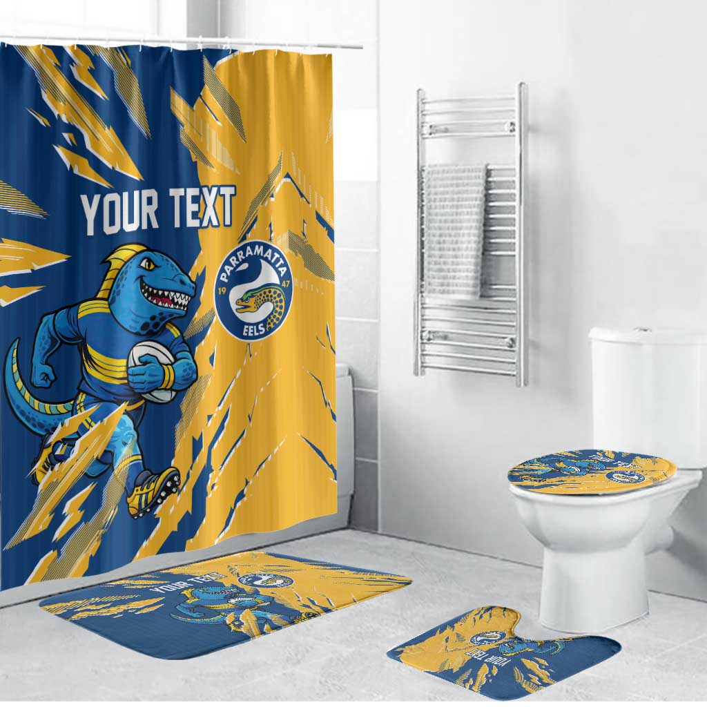 Personalized Parramatta Eels Bathroom Set Dynamic Lightning Mascot Rugby Australia