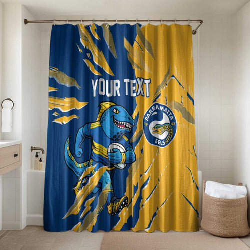 Personalized Parramatta Eels Bathroom Set Dynamic Lightning Mascot Rugby Australia