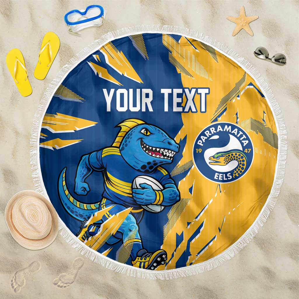 Personalized Parramatta Eels Beach Blanket Dynamic Lightning Mascot Rugby Australia