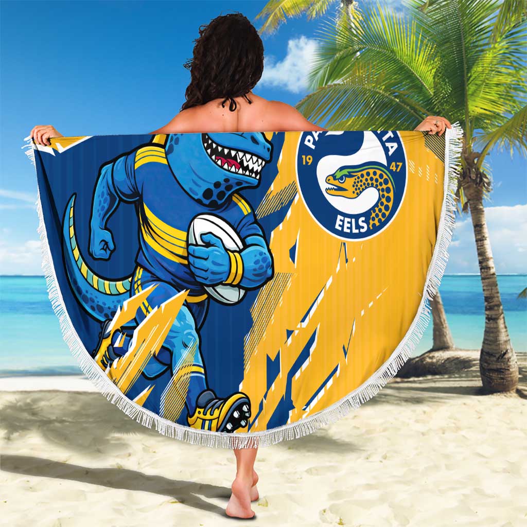 Personalized Parramatta Eels Beach Blanket Dynamic Lightning Mascot Rugby Australia