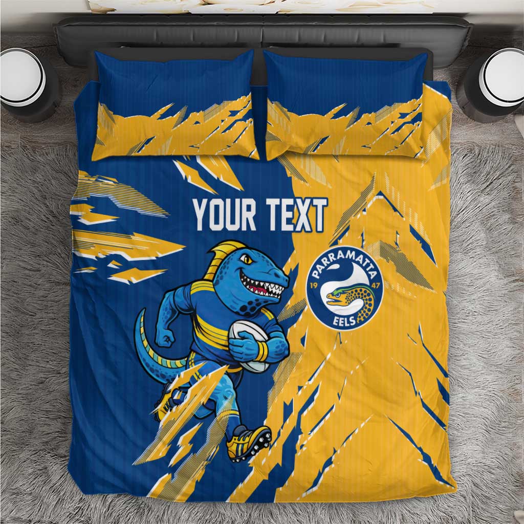 Personalized Parramatta Eels Bedding Set Dynamic Lightning Mascot Rugby Australia