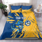 Personalized Parramatta Eels Bedding Set Dynamic Lightning Mascot Rugby Australia