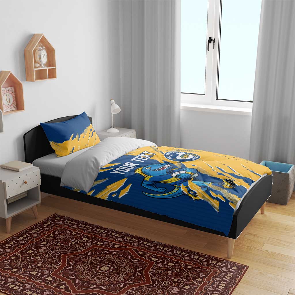 Personalized Parramatta Eels Bedding Set Dynamic Lightning Mascot Rugby Australia