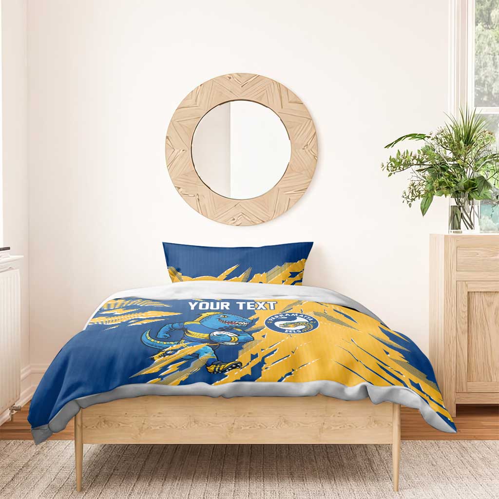 Personalized Parramatta Eels Bedding Set Dynamic Lightning Mascot Rugby Australia