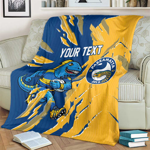 Personalized Parramatta Eels Blanket Dynamic Lightning Mascot Rugby Australia
