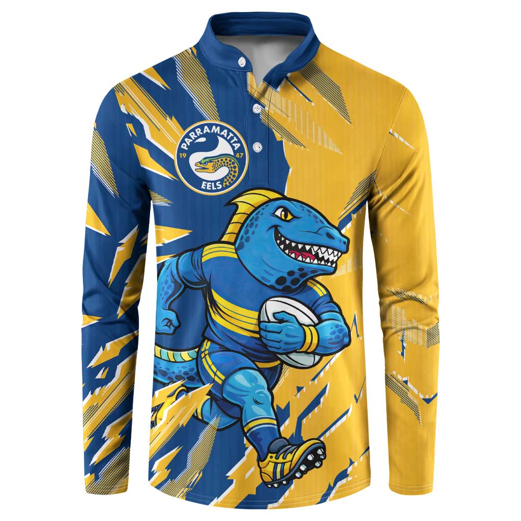 Personalized Parramatta Eels Button Sweatshirt Dynamic Lightning Mascot Rugby Australia
