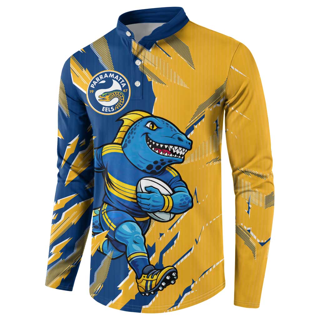 Personalized Parramatta Eels Button Sweatshirt Dynamic Lightning Mascot Rugby Australia