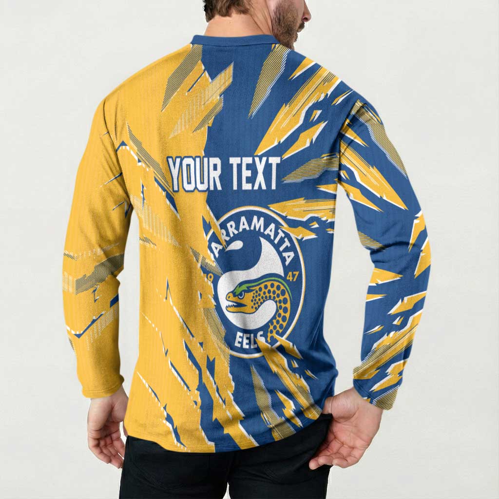Personalized Parramatta Eels Button Sweatshirt Dynamic Lightning Mascot Rugby Australia