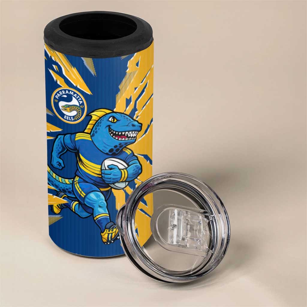Personalized Parramatta Eels 4 in 1 Can Cooler Tumbler Dynamic Lightning Mascot Rugby Australia