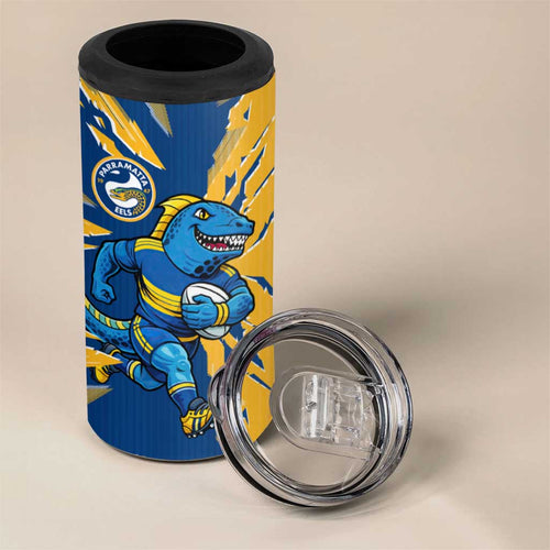 Personalized Parramatta Eels 4 in 1 Can Cooler Tumbler Dynamic Lightning Mascot Rugby Australia