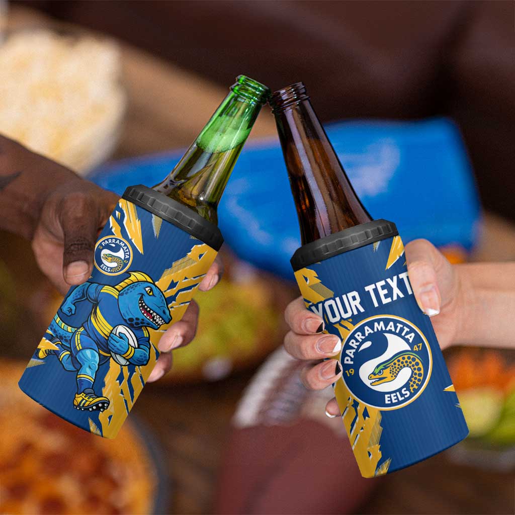 Personalized Parramatta Eels 4 in 1 Can Cooler Tumbler Dynamic Lightning Mascot Rugby Australia