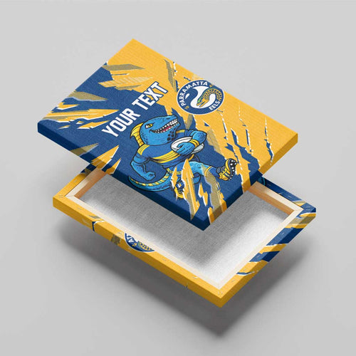 Personalized Parramatta Eels Canvas Wall Art Dynamic Lightning Mascot Rugby Australia