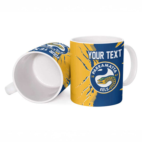 Personalized Parramatta Eels Ceramic Mug Dynamic Lightning Mascot Rugby Australia