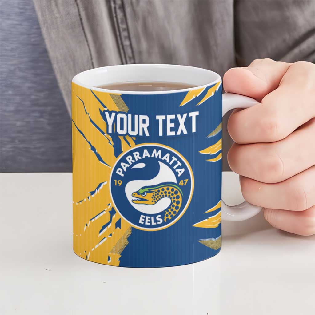 Personalized Parramatta Eels Ceramic Mug Dynamic Lightning Mascot Rugby Australia