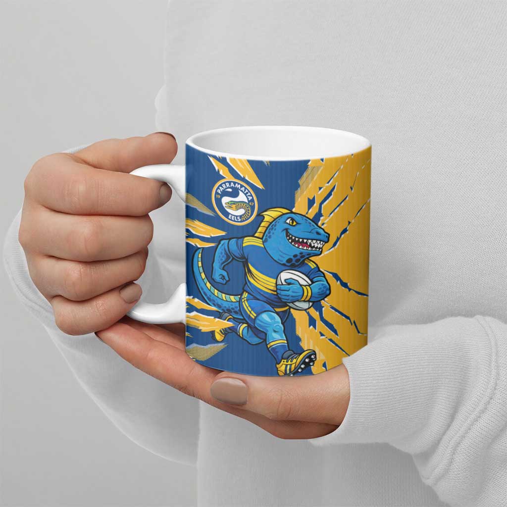 Personalized Parramatta Eels Ceramic Mug Dynamic Lightning Mascot Rugby Australia