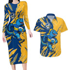 Personalized Parramatta Eels Couples Matching Long Sleeve Bodycon Dress and Hawaiian Shirt Dynamic Lightning Mascot Rugby Australia